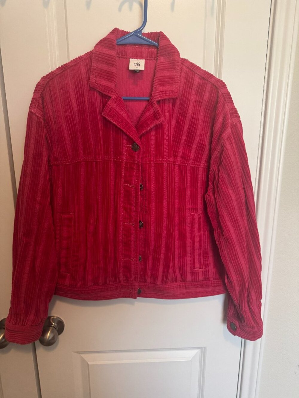 CAbi Pink corduory jacket button front size medium